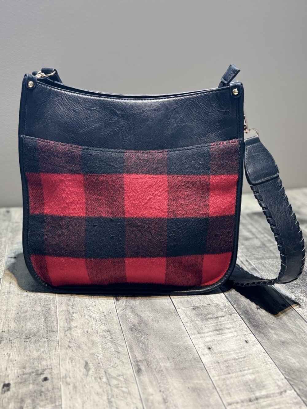Red/Blk Plaid Crossbody